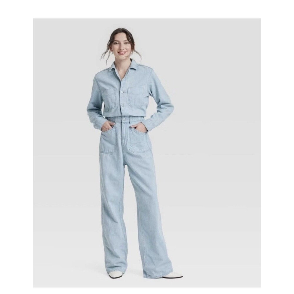 Universal Thread Women Long Sleeve Thread Tan S 8 Light Was Pants OnePc Overalls